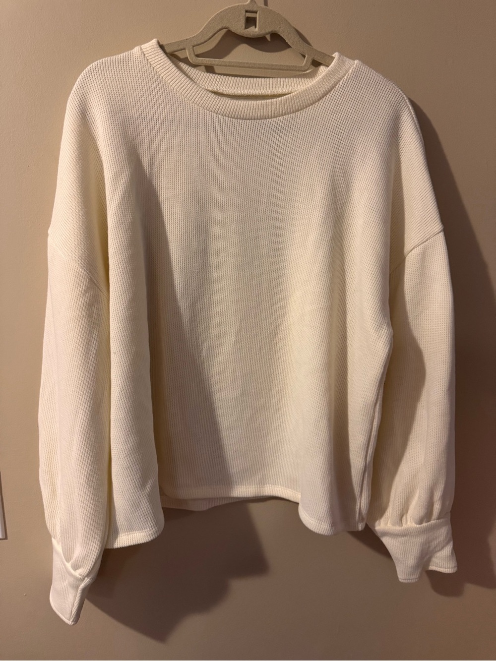 Madewell Cream Ribbed Crewneck Women's Sweater size XL